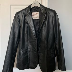 Vintage Black Leather Blazer